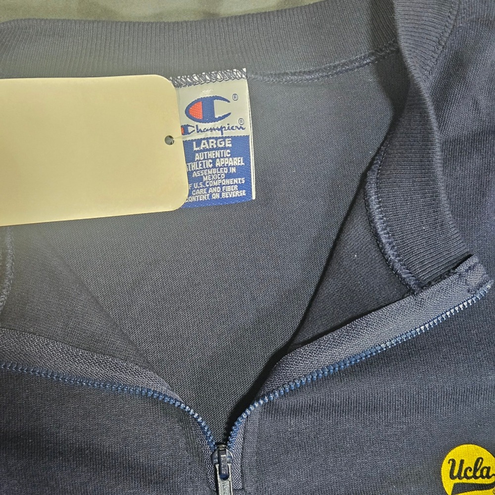 NEW Vintage 1998 Champion UCLA Bruins 1/4 Zip Long Sleeve Navy Shirt Mens Large - Picture 3 of 8